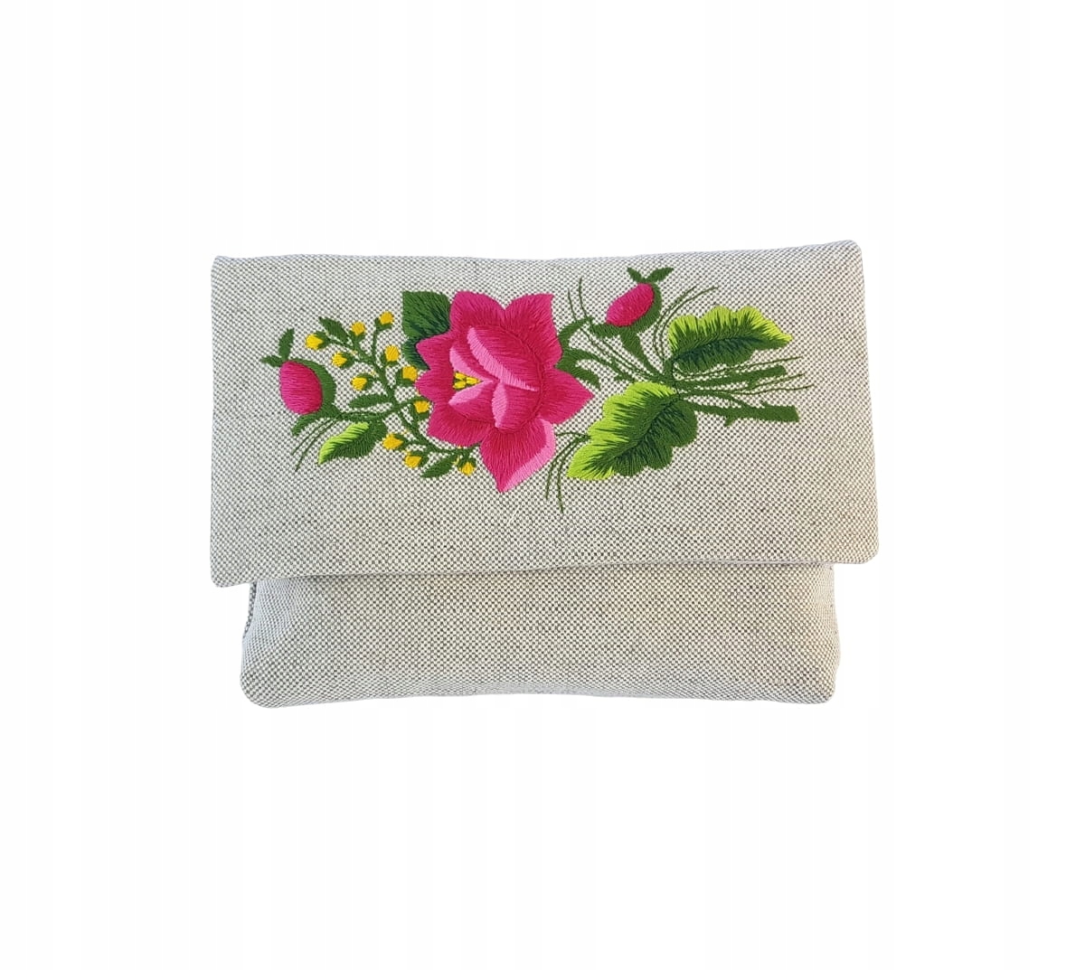 Lněná Psaníčko Folk Rybářská Výšivka Růžová Růže Handmade