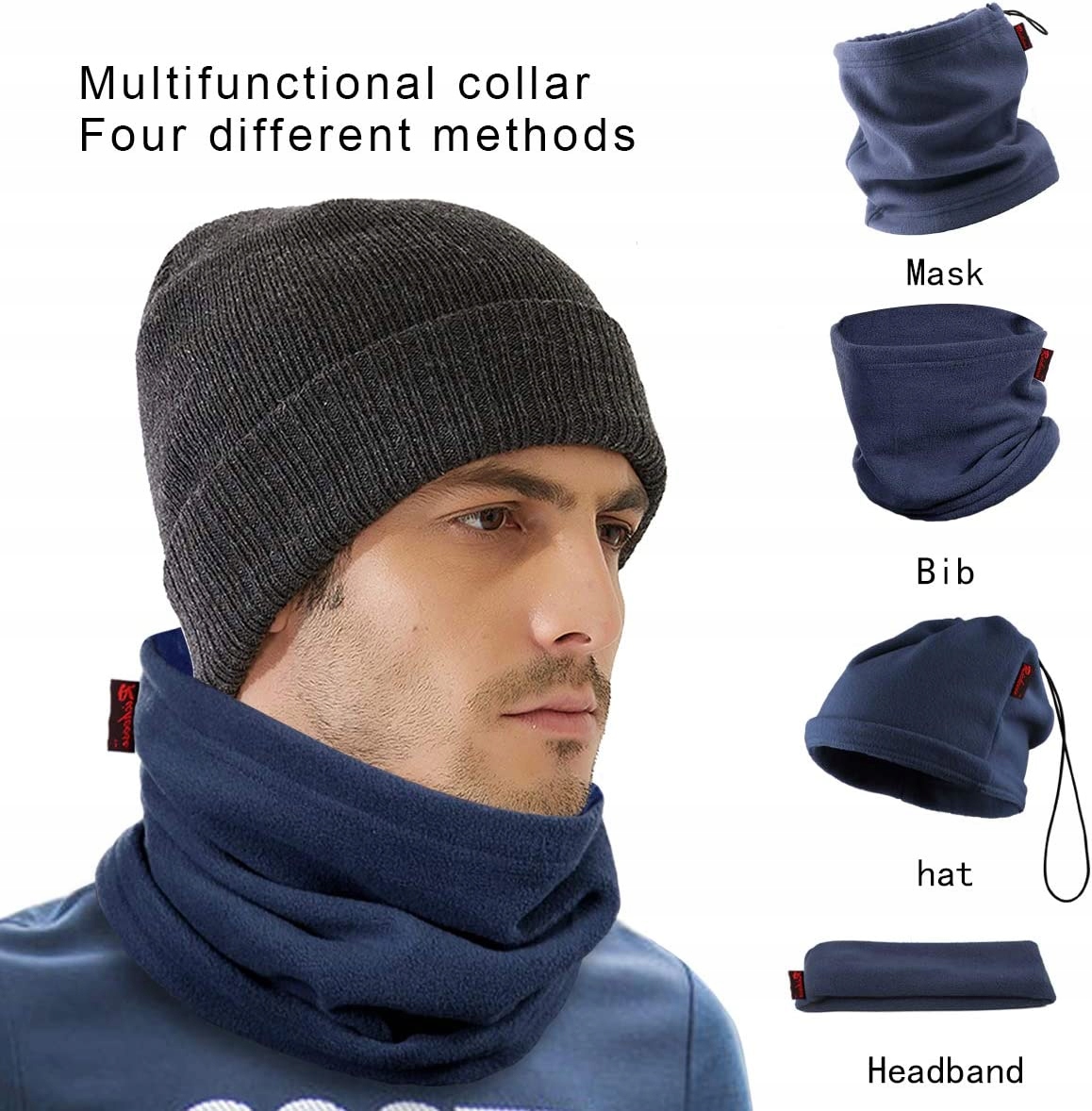 

Komin męski, czapka gruby polar ocieplacz maska