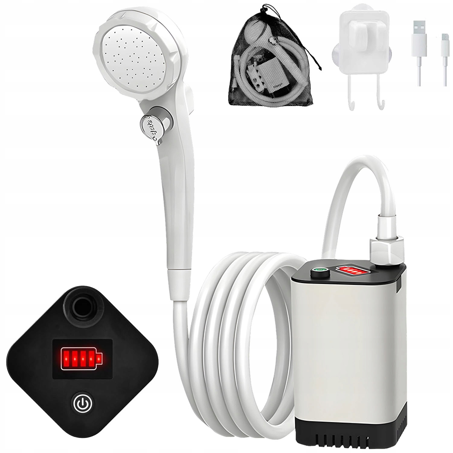 Prysznic Turystyczny Na Akumulator 5200 mAh Z Pompką Przenośny Z Haczyk