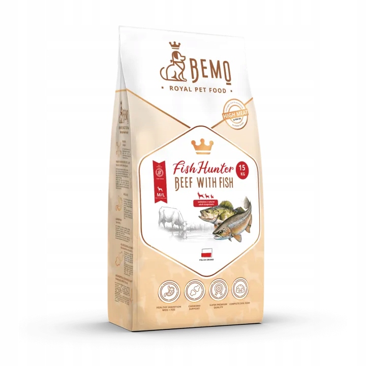 Levně Bemo – Fish Hunter – Hovězí maso s rybou – M/L – 15 kg