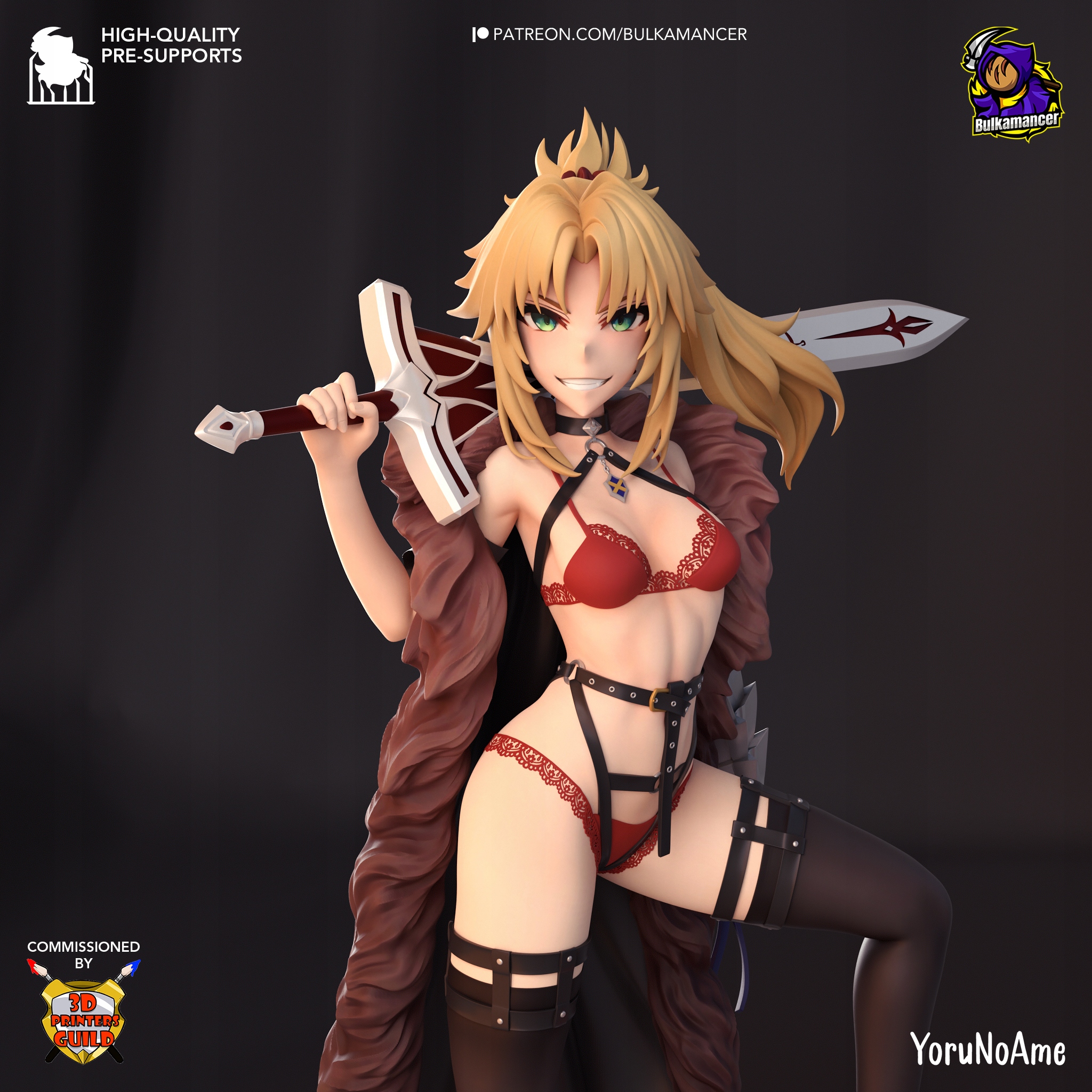 Akční figurka Mordred Fate Apocrypha Nsfw Bulkamancer Sculpts 3D Print