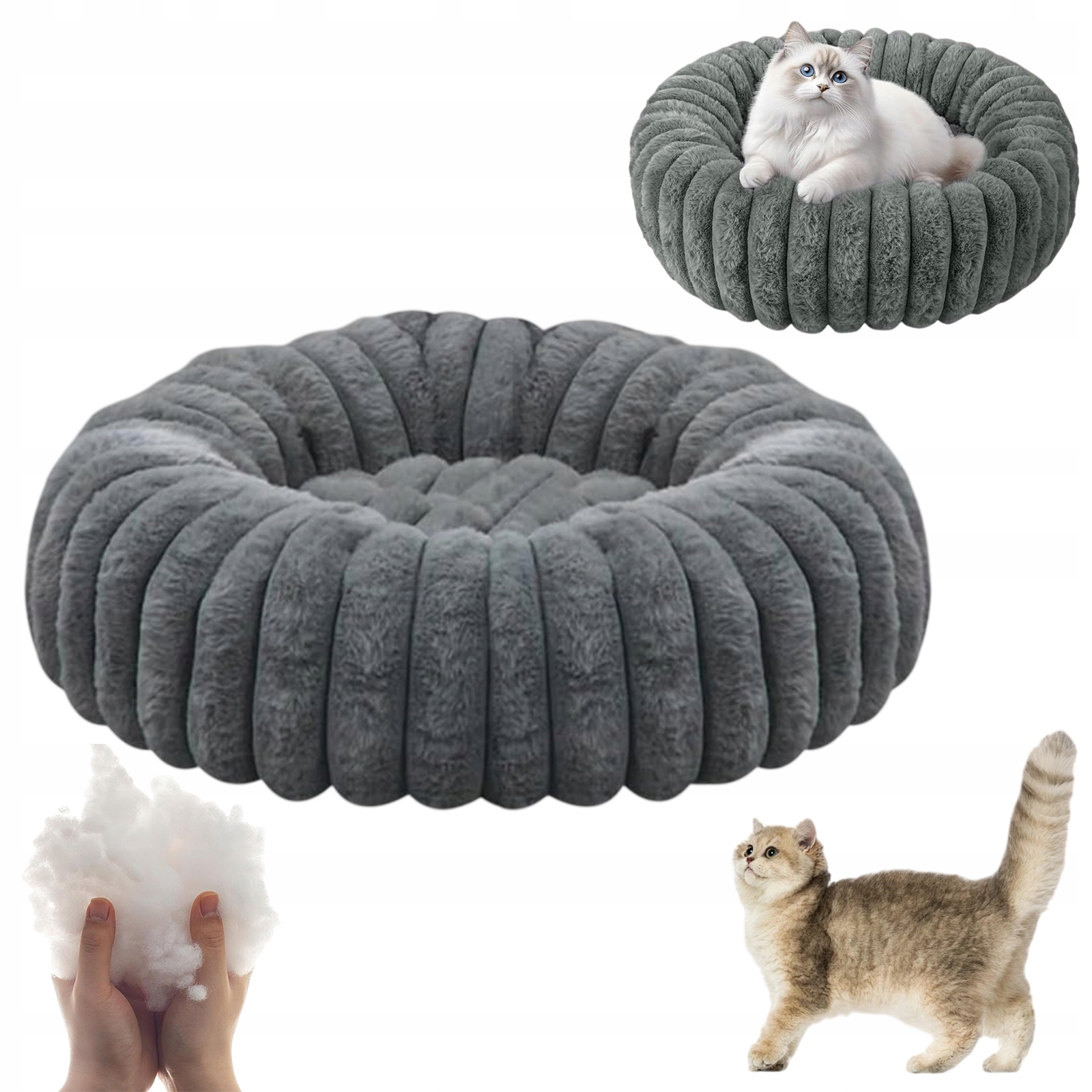 Levně Pelíšek Pro Zvířata Kulaté 50 CM Pro Kočky A Psy Doma 50X50 CM Šedé