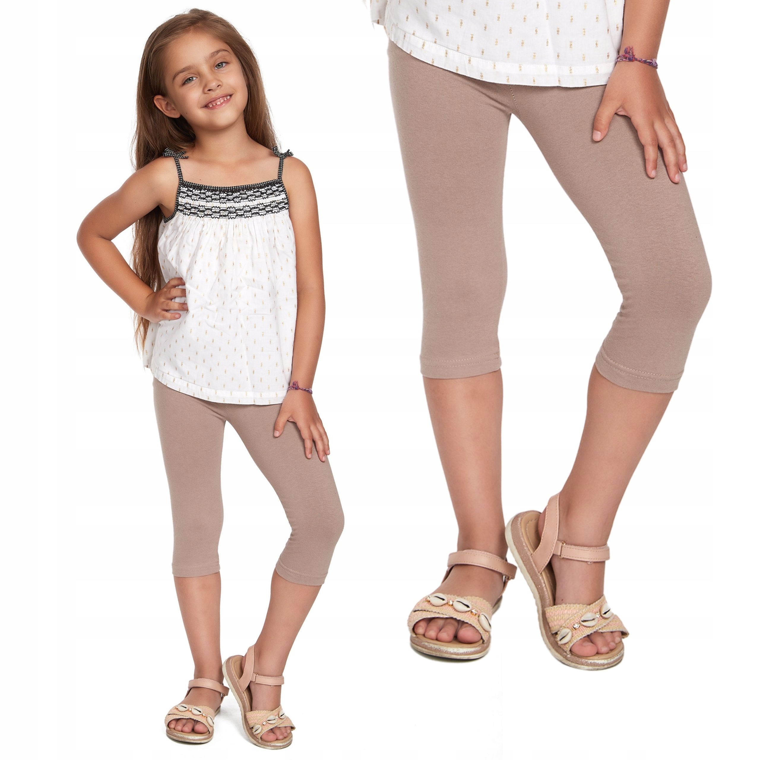

Legginsy Dziecięce 3/4 Getry Dziewczęce Beżowy 98