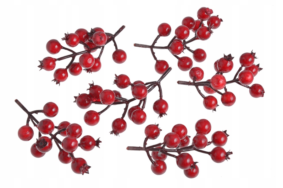 Větvička Hlohu Hluh umělá Červené ovoce Vánoční dekorace 12 cm 6 ks