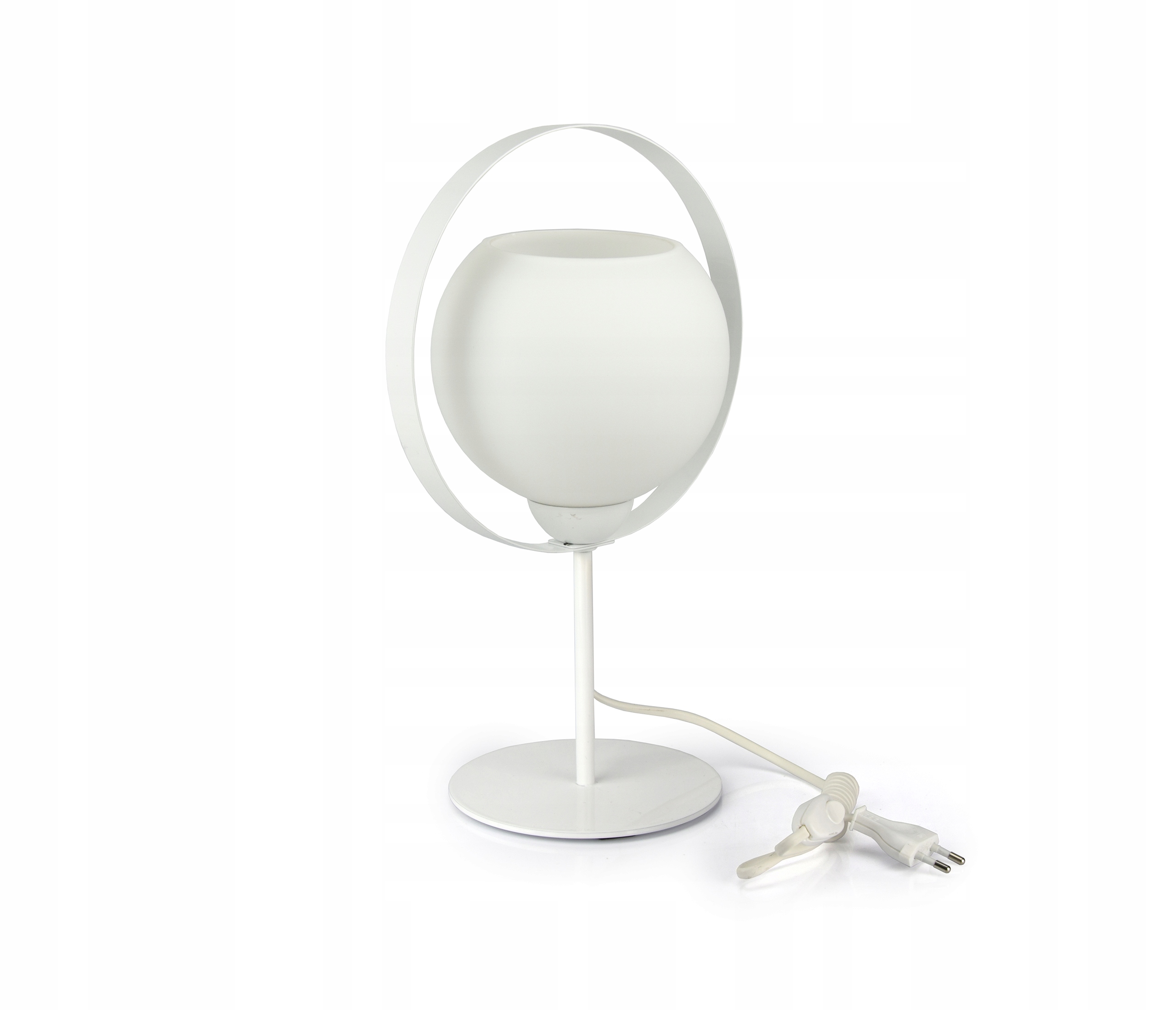 Lampka Nocna Stołowa Biała Mleczna Szklana Kula Zasilanie sieciowe