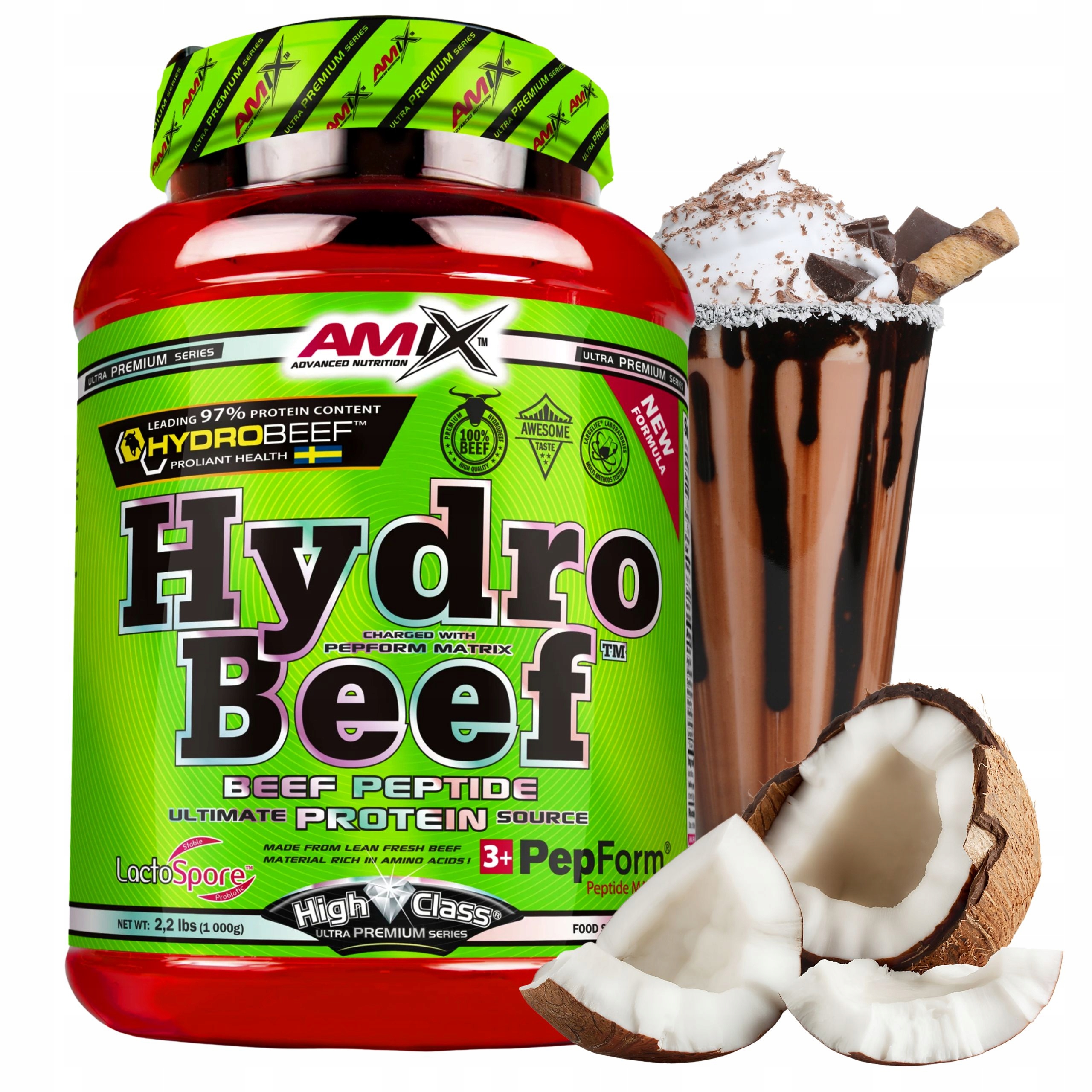 Proteinová Protein Hovězí Čokoláda Kokos 1 kg Hydro Beef Protein