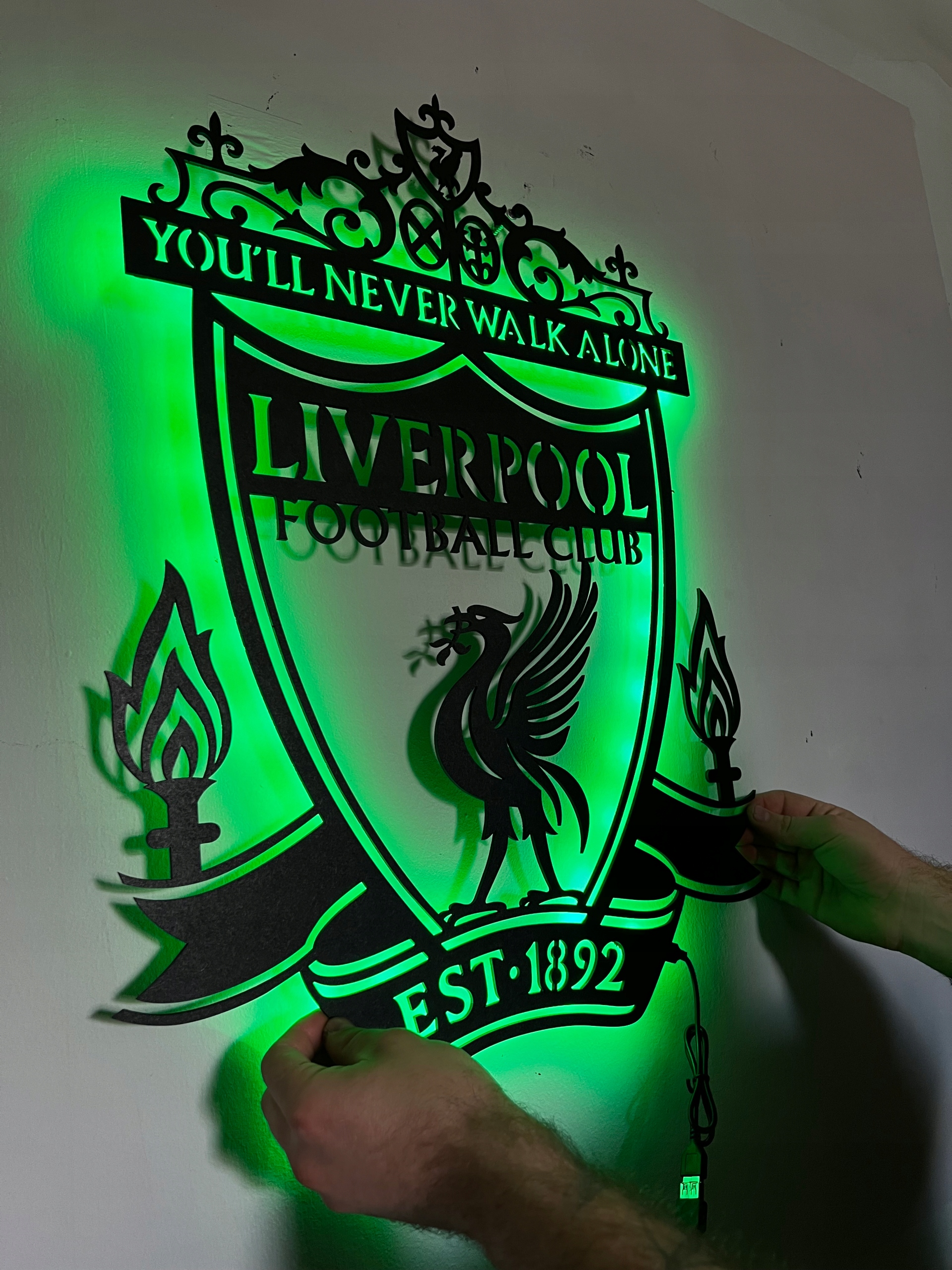 Fc Liverpool Led Obraz drewniany 3D na ścianę Herb Piłkarski