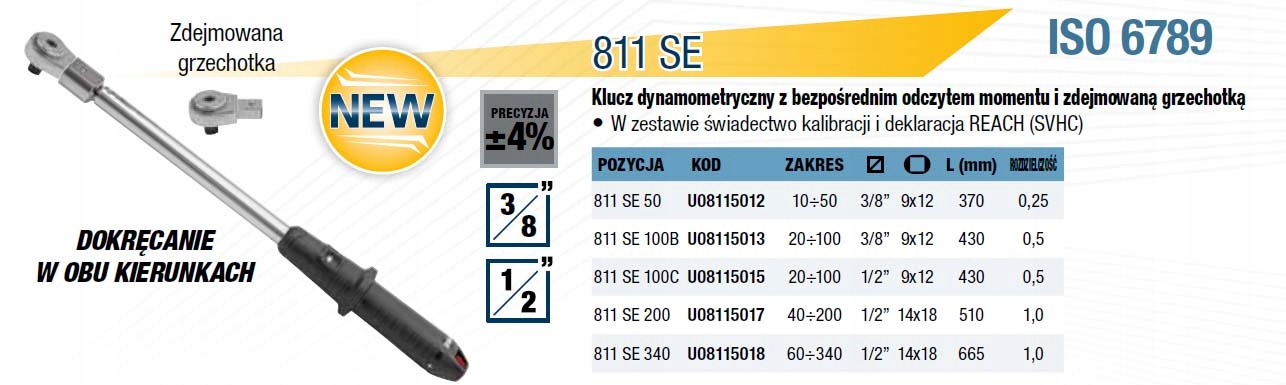 USAG-Malejko Klucz dynamometryczny 68-340 Nm 811SE