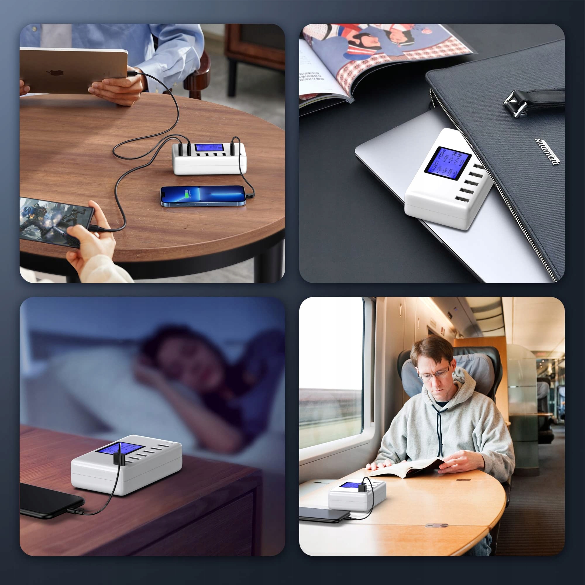 USB HUB Ładowarka 60W 8 Portów z Wyświetlaczem — miniatura 7