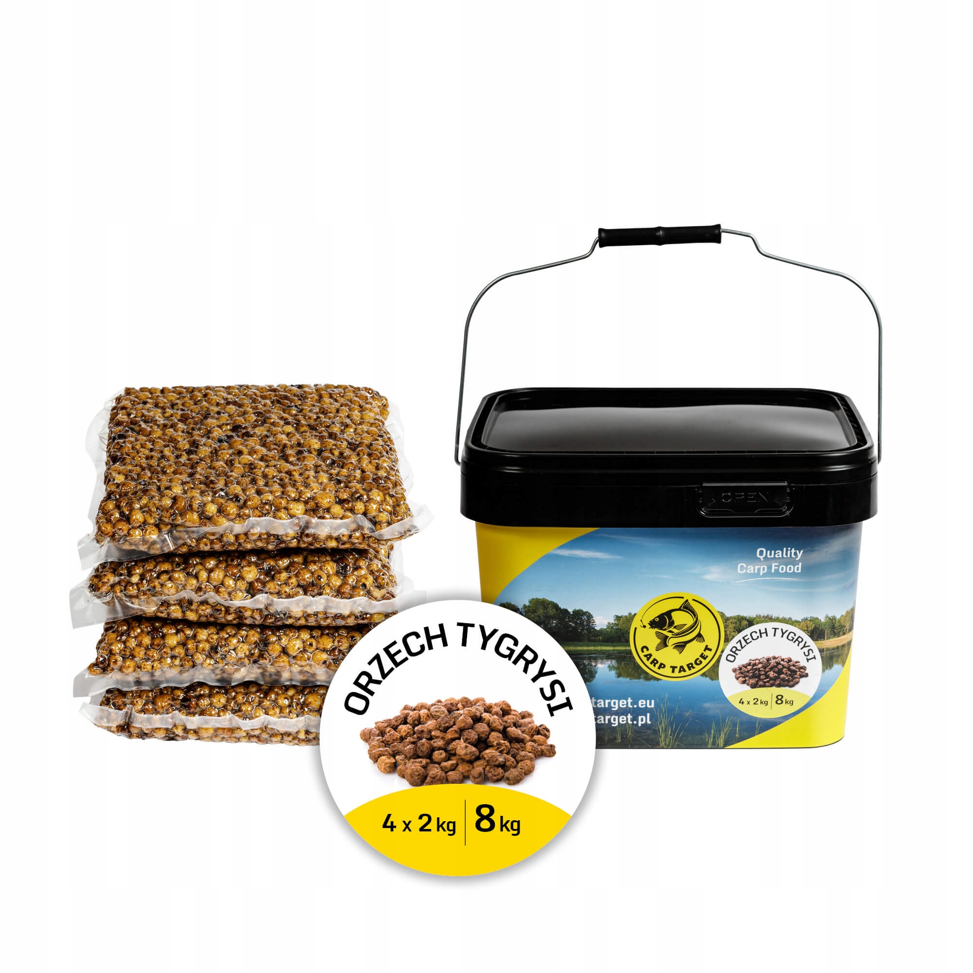 Tygří ořech Hotová Návnada 8 kg (4x2 kg) Kbelík 10 l