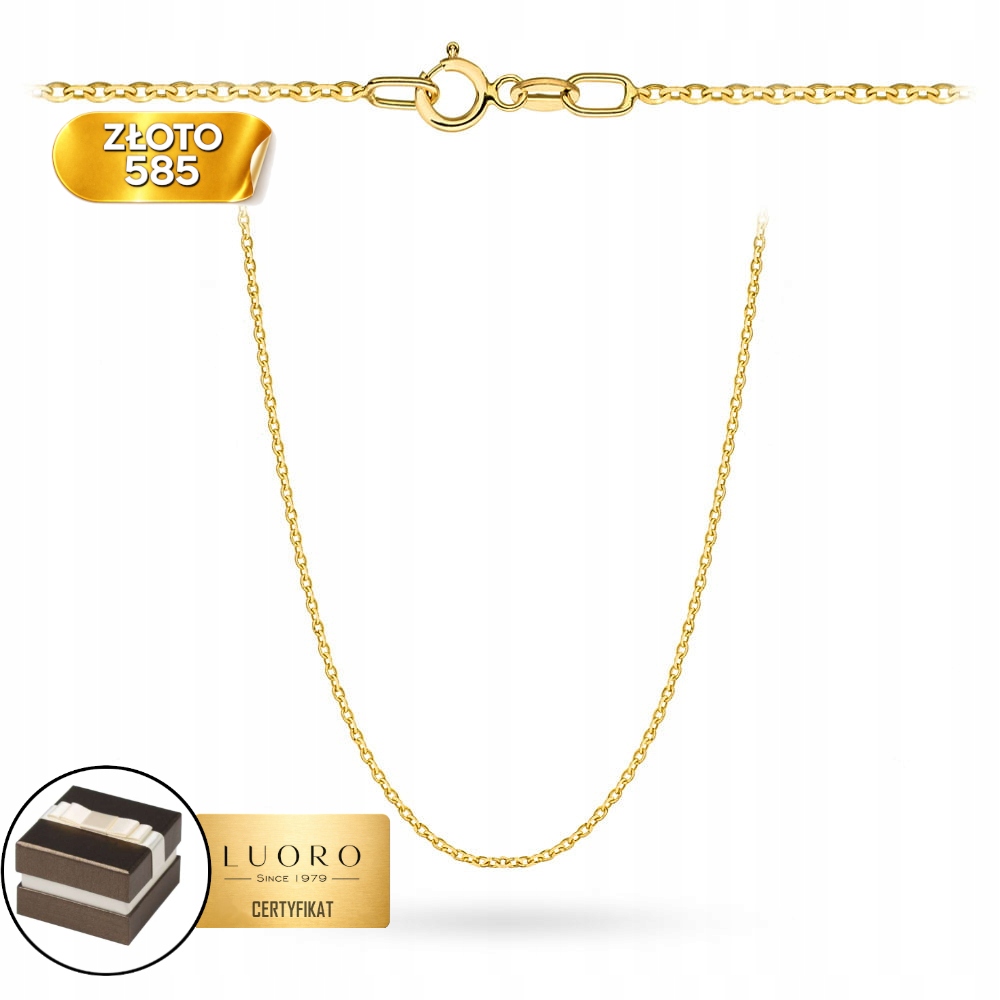 Řetízek Zlatý 585 14K Vazba Rolo Diamantový 55 CM Elegantní Dárek