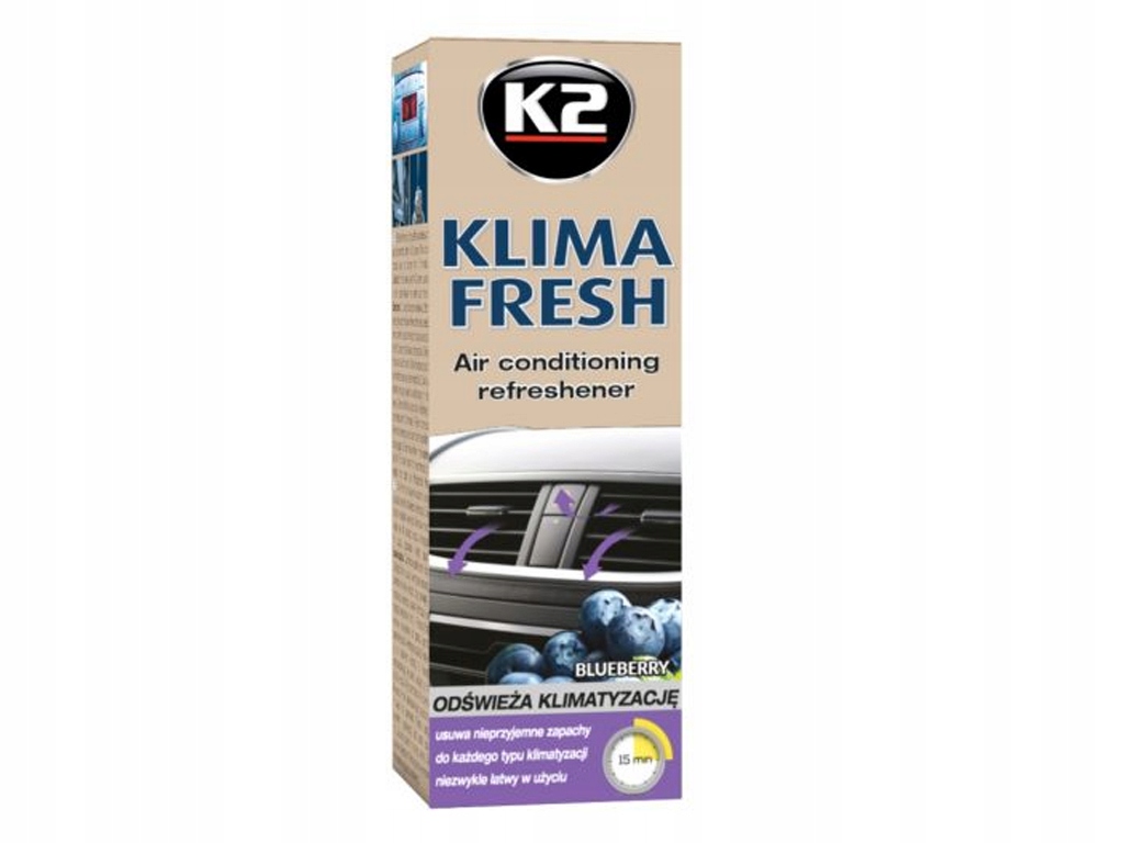 K2 KLIMA FRESH BLUEBERRY ODŚWIEŻACZ KLIMATYZACJI Numer katalogowy producenta K222BB