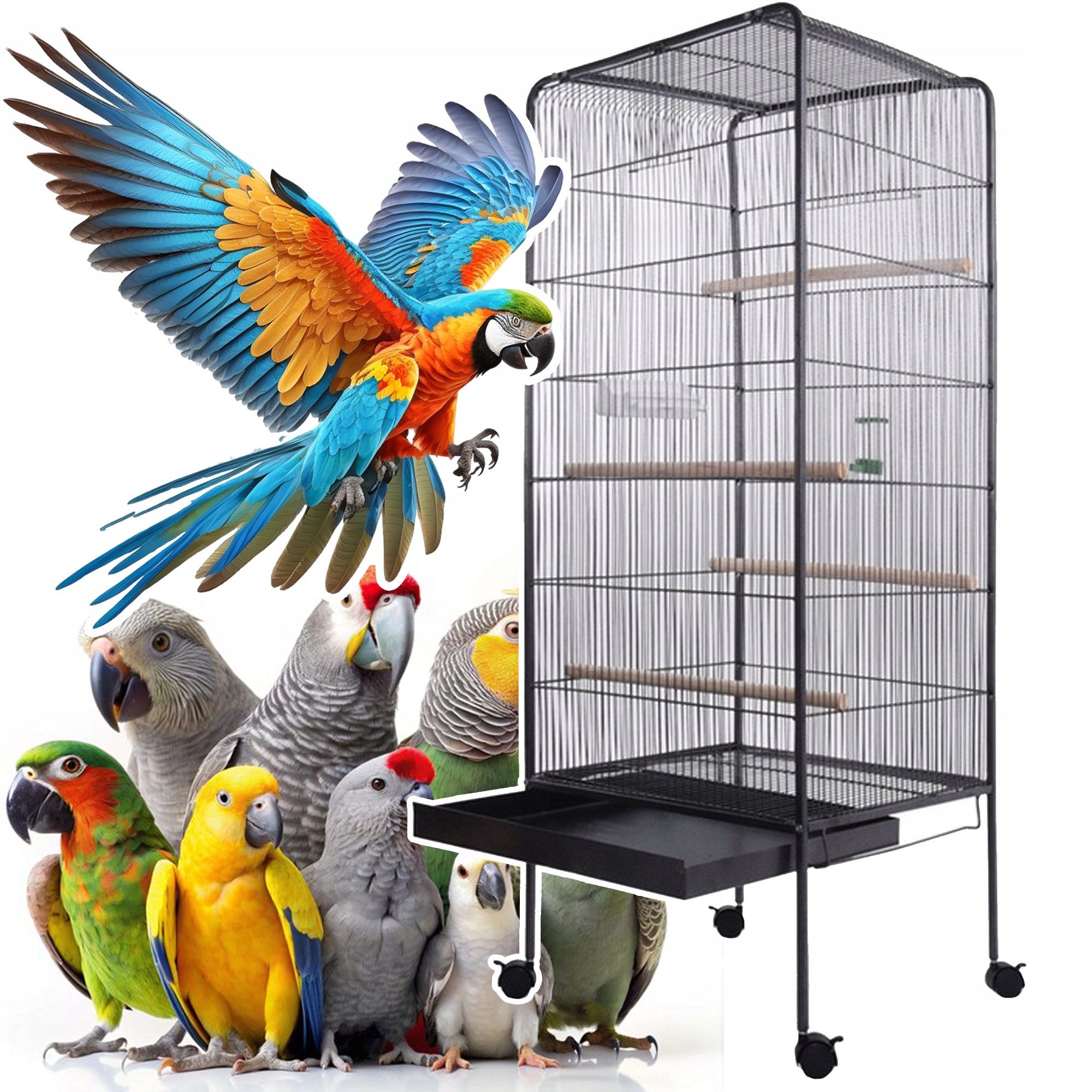 Klec Pro Papoušky Ptáků Klec Voliéra Velká XXXL Na Kolečkách Akcesoria