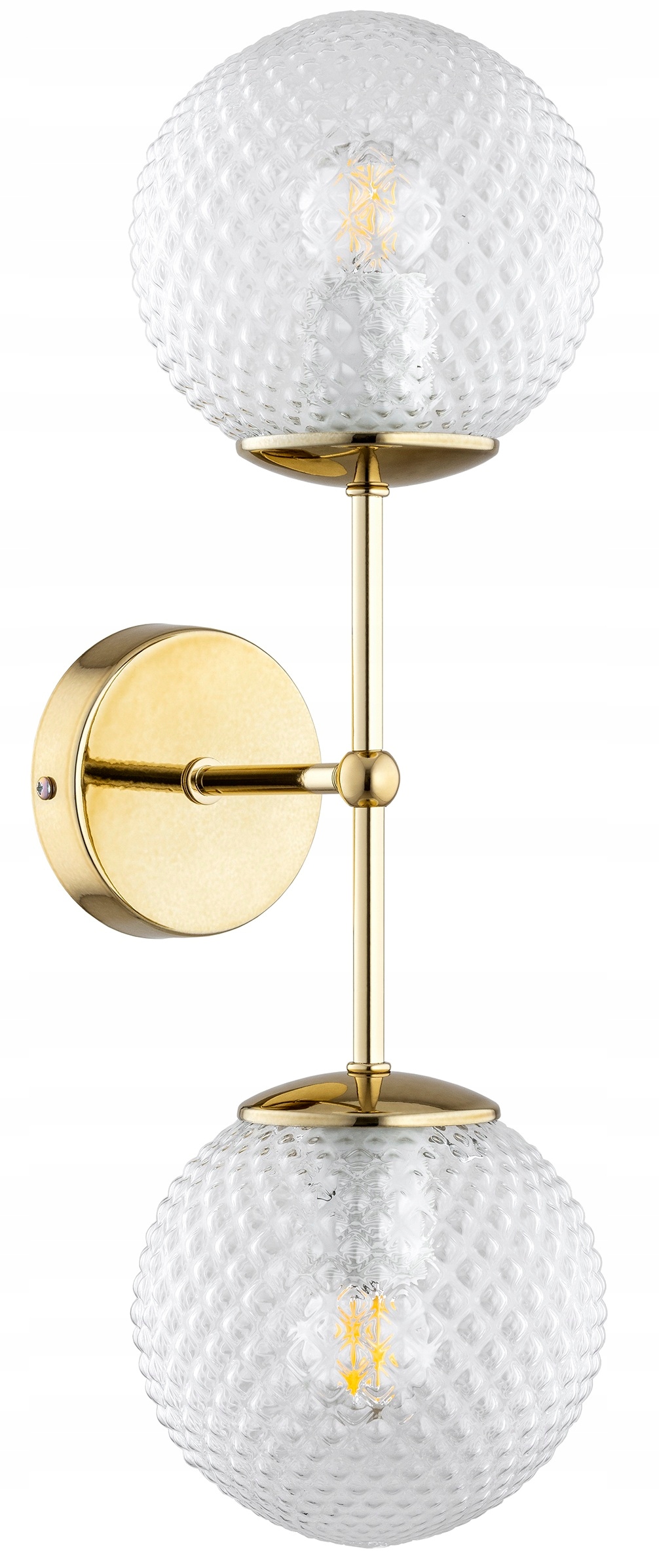 Kinkiet Podwójny Lampa Ścienna Złoty Szklana Przezroczysta Kula Stella Led