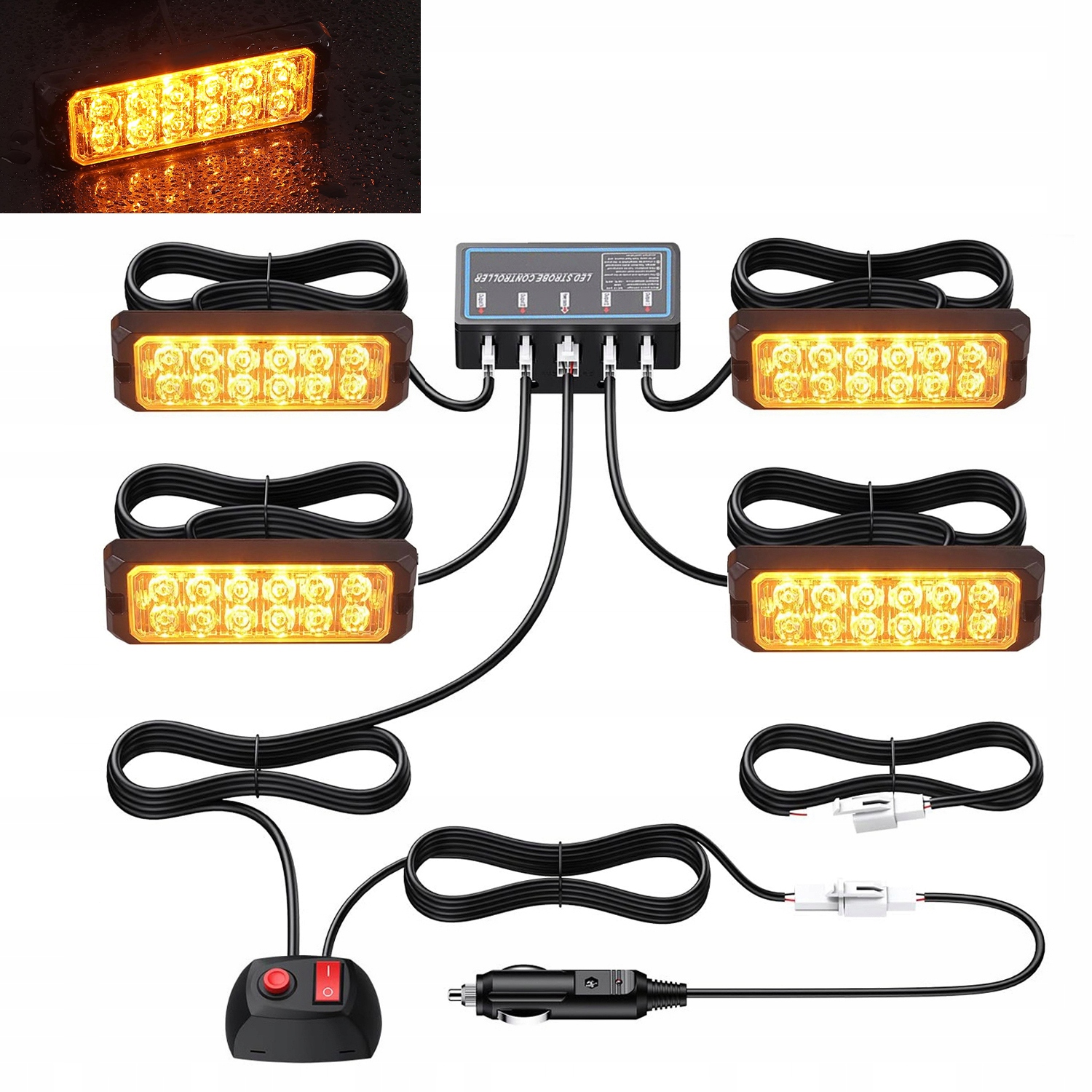 4x Výstražné Lampy Stroboskop Pomoc Autopřepravník 12 Led 12V 24V IP67