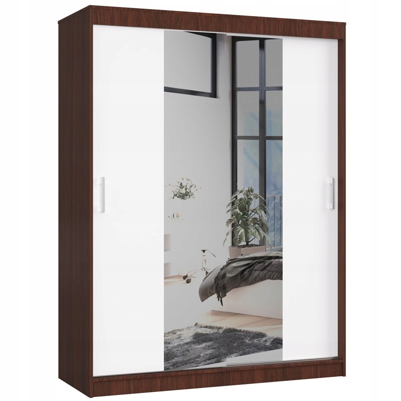 Posuvná skriňa Mono 150 cm wenge-biela s zrkadlom Akd