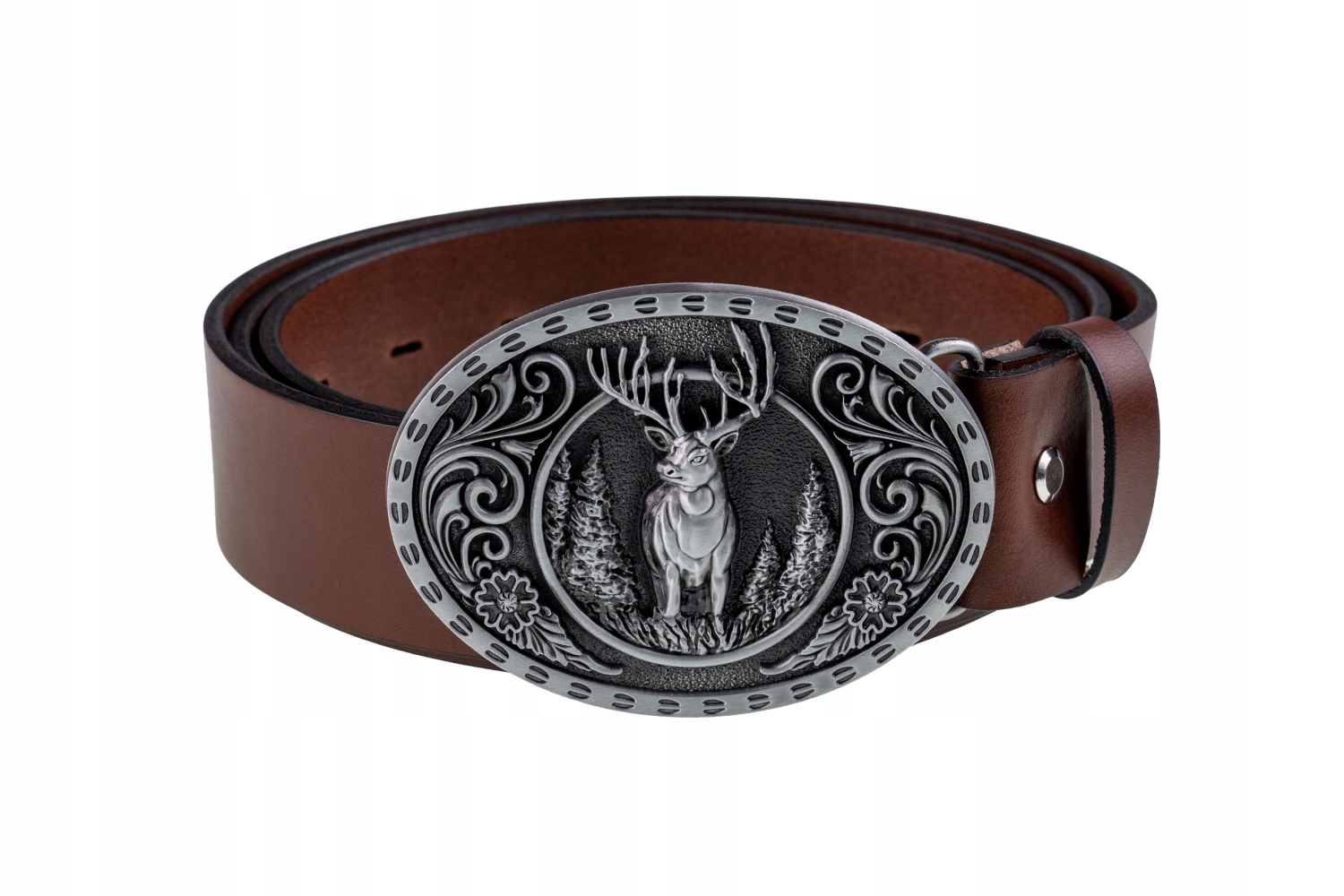 Kožený opasek Bór Hunter Elegance Ornate Deer Silver 85