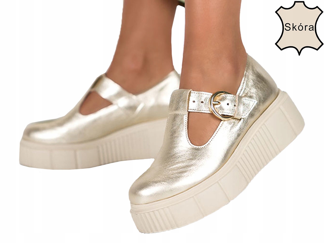 CREEPERSY SKÓRZANE NA PLATFORMIE ZE SPRZĄCZKĄ r 41