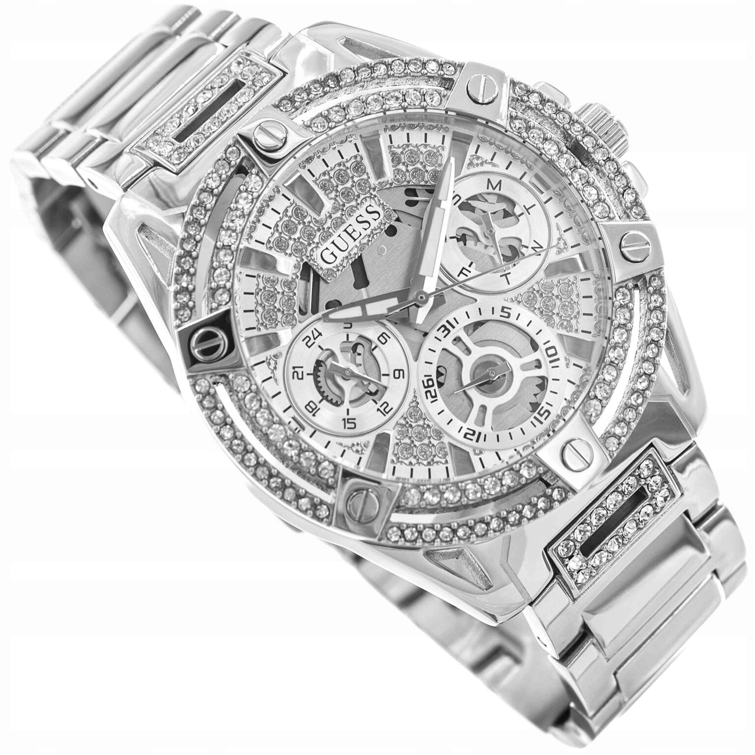Dámské Hodinky Guess GW0464L1 Queen Stříbrný Náramek Datumovka Neobrite