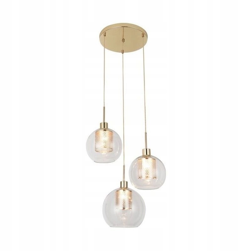 Zlatá trojbodová závesná lampa do obývačky