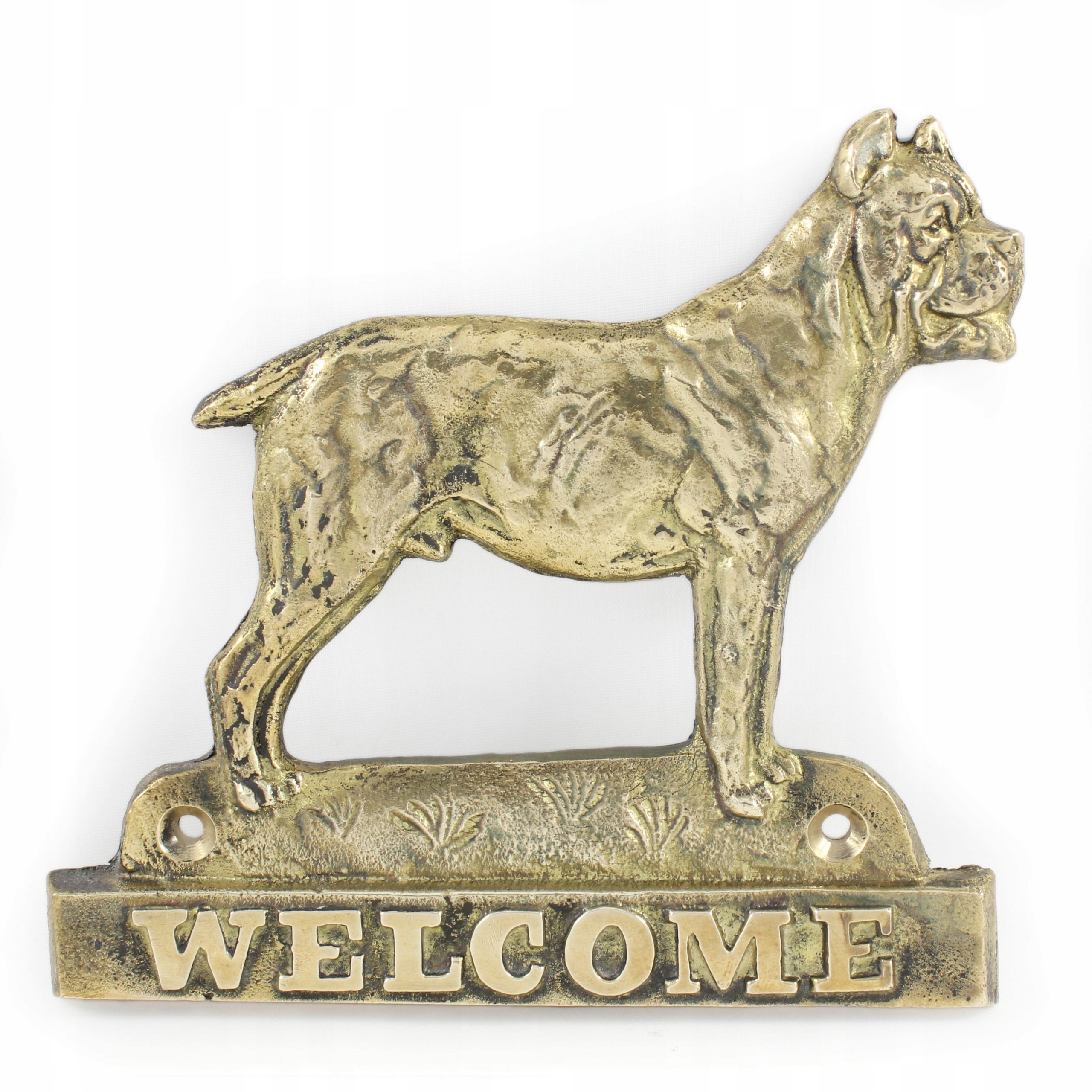 Cane Corso mosadzná tabuľa na dvere so psom, štítok Welcome