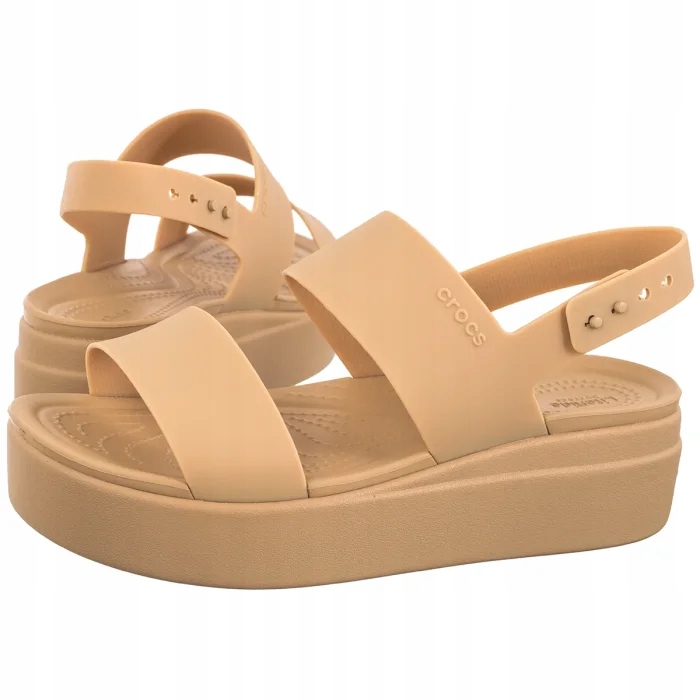 Boty Sandály Crocs Brooklyn Low Wedge W Cashew 206453-2NC Béžové
