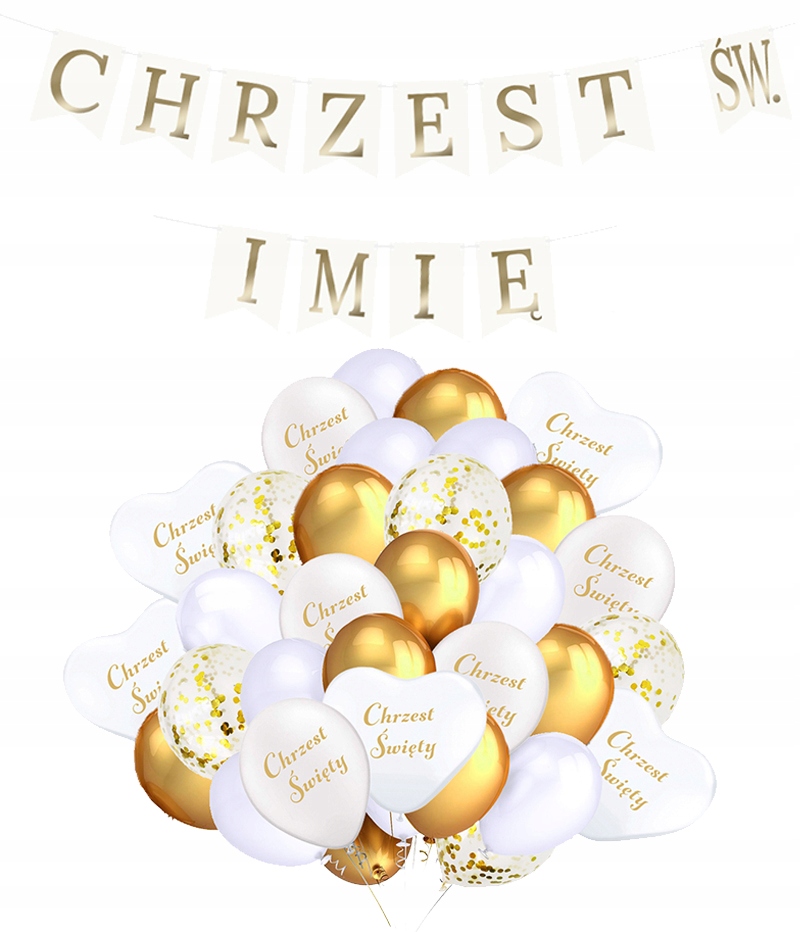 

Zestaw Chrzest Święty Chrzciny Balony Baner Imię