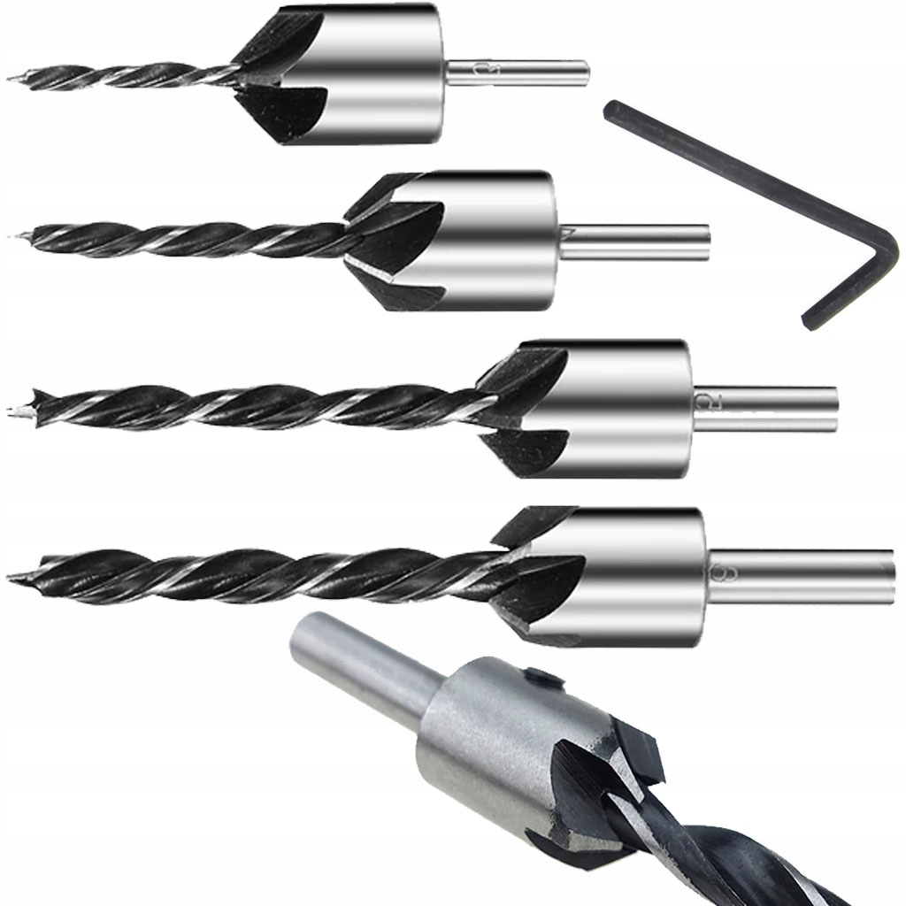 ZESTAW WIERTEŁ Z POGŁĘBIACZEM NAWIERTAKI 5 szt.