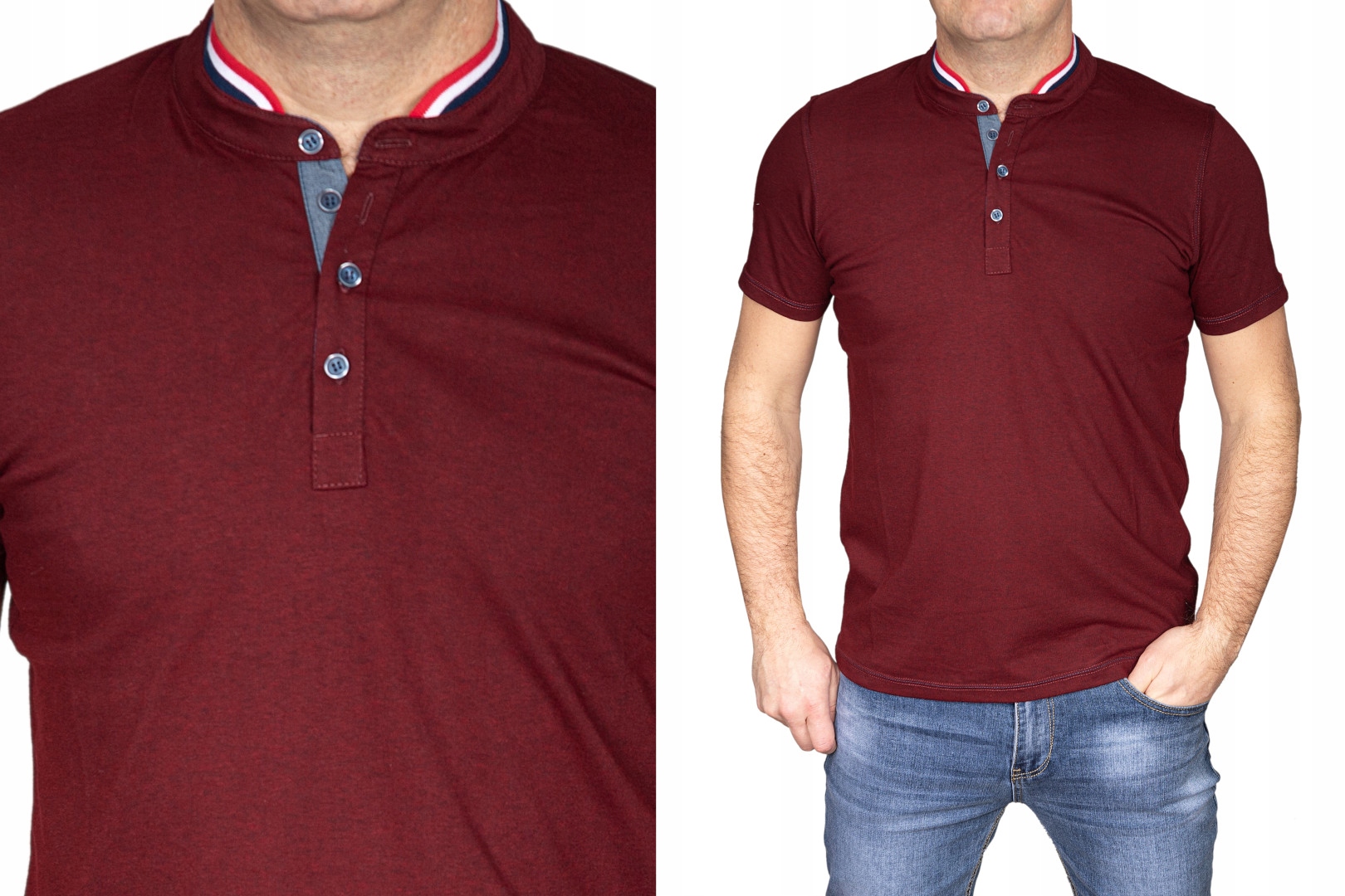 

Koszulka męska bordowa T-shirt elegancki bordo 2XL