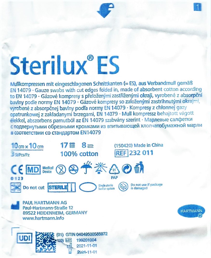 

Hartmann Sterilux Es 10 x 10cm 3szt. jałowe 17n 8w