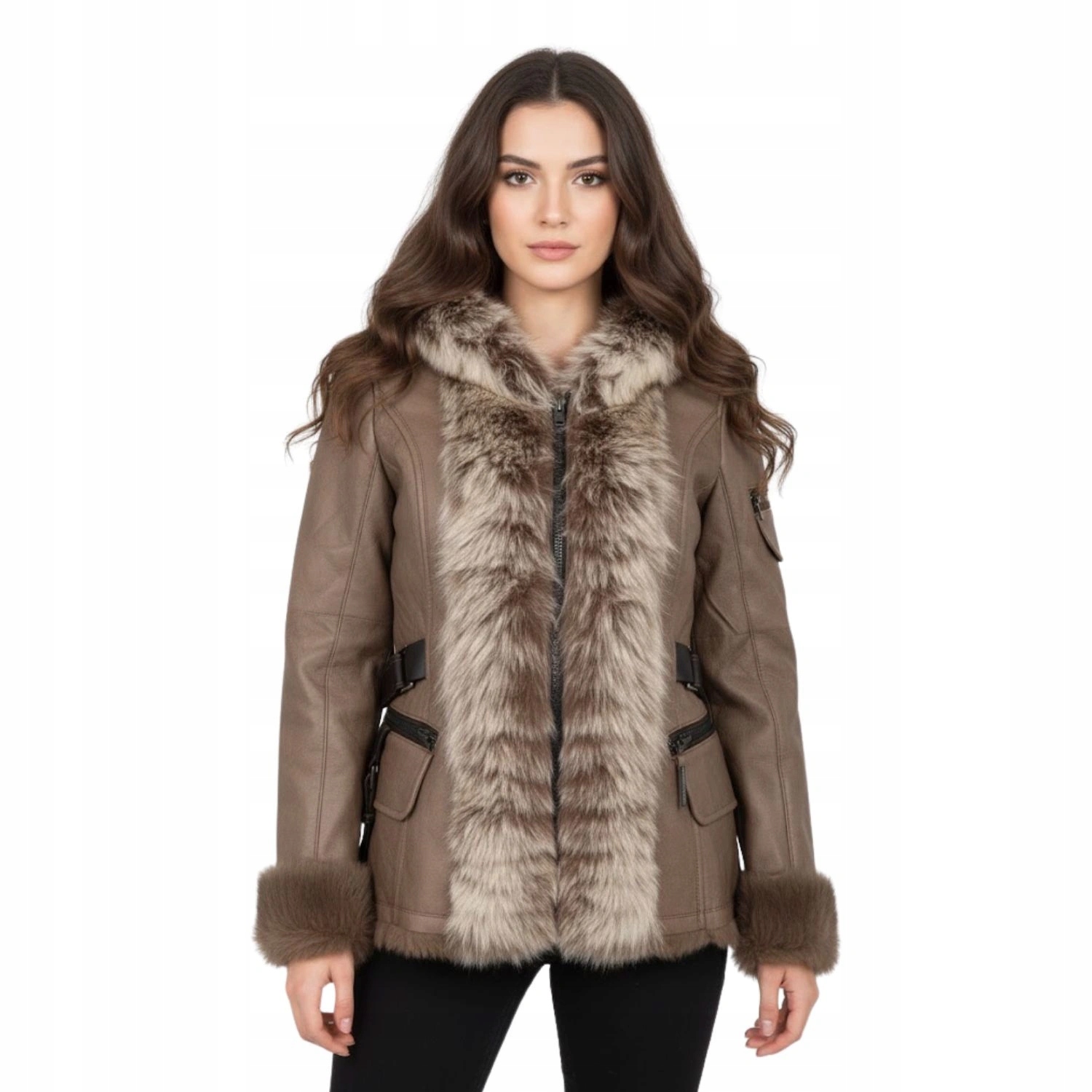 Dámská kožená bunda Giorgio & Mario s kožešinou, přírodní kůže, vel. 42