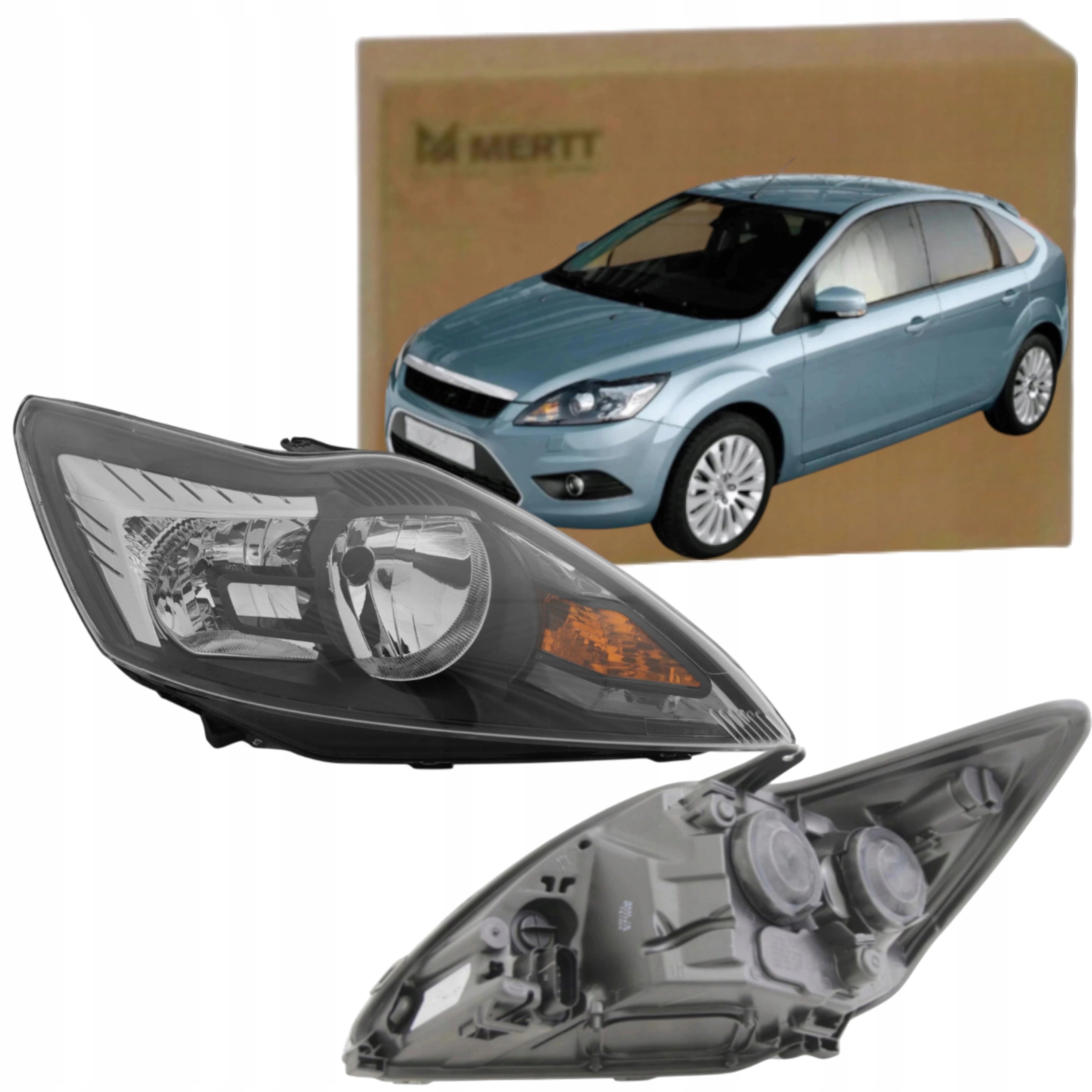 Ford Focus II mk2 Lift 2008- Pr Světlomet Světlo Přední černá 8M5113101CB
