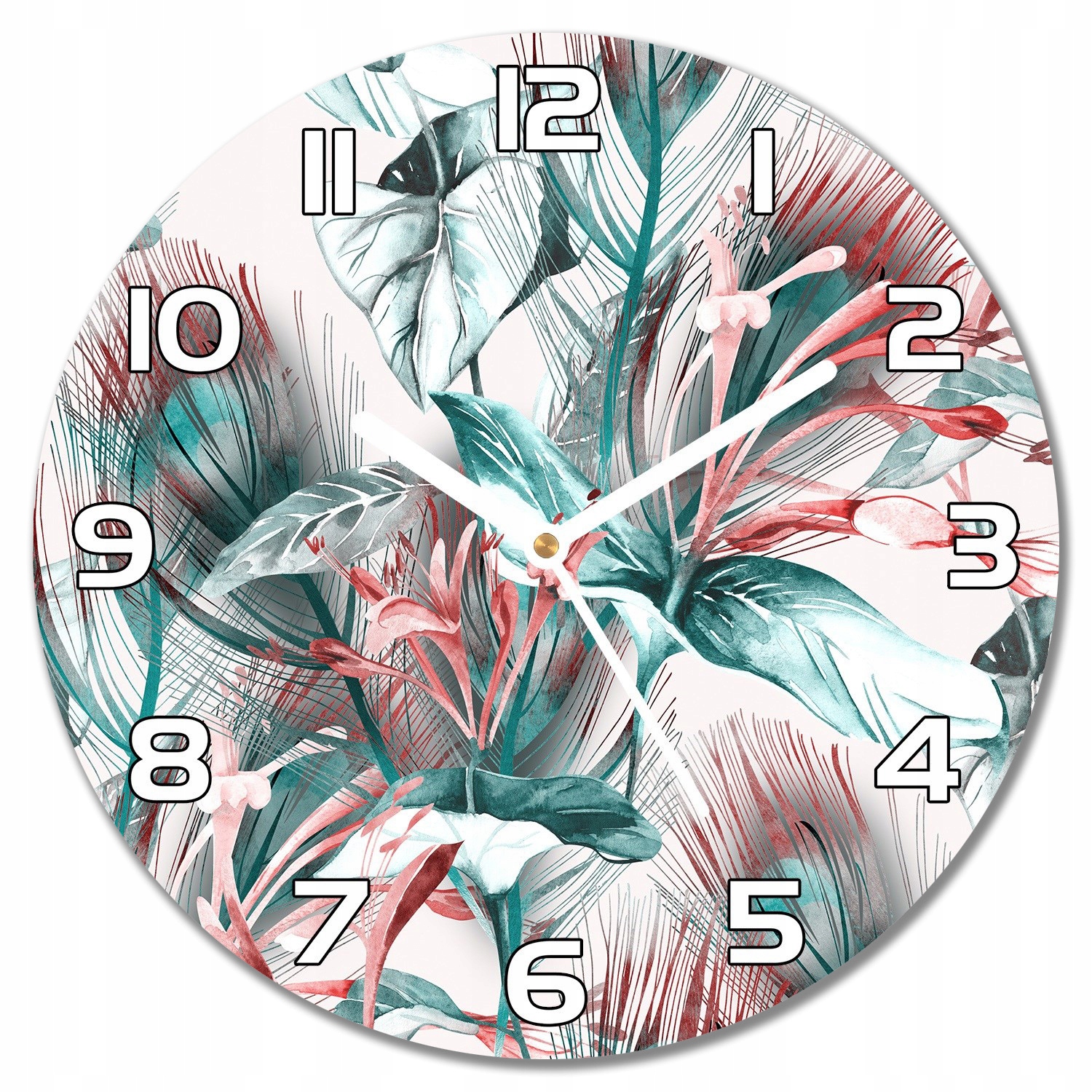 

Szklany zegar Tropikalny rysunek kwiatowy f30 cm