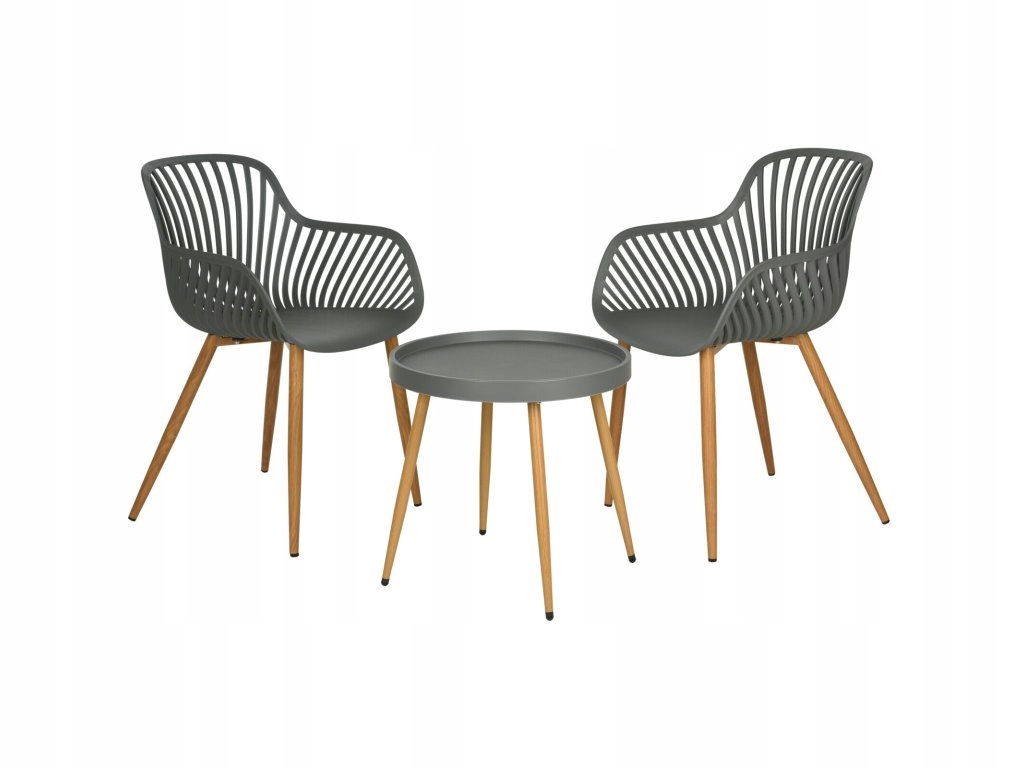 Sada záhradného nábytku z plastu, stolík a 2 kreslá, čierna farba