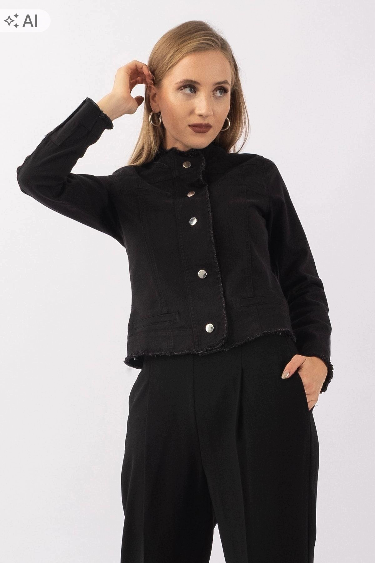 Bold & Young Černá Džínová Bunda S Ozdobnými Knoflíky 36 5IA