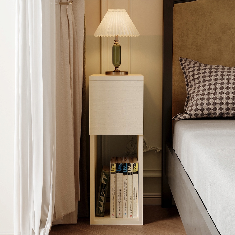 SZAFKA NOCNA BIAŁA Z SZUFLADĄ STOLIK Z PÓŁKĄ NOWOCZESNY LOFT SYPIALNI 55 CM Marka Rebiko