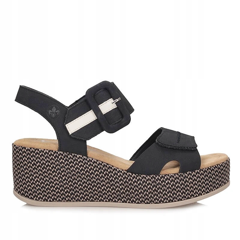 Dámské sandály Rieker 69450-14 modré se zapínáním na na suchý zip na klínku