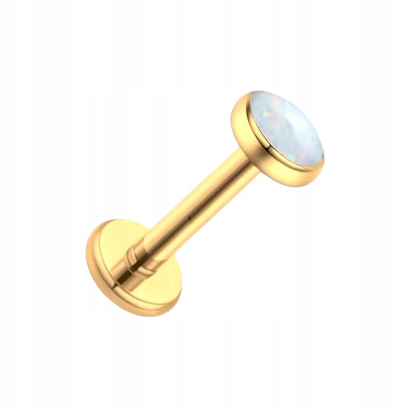Kolczyk PIERCING Złoty Labret z jasnym opalem Tytan LOBE Helix 1,2/8/4