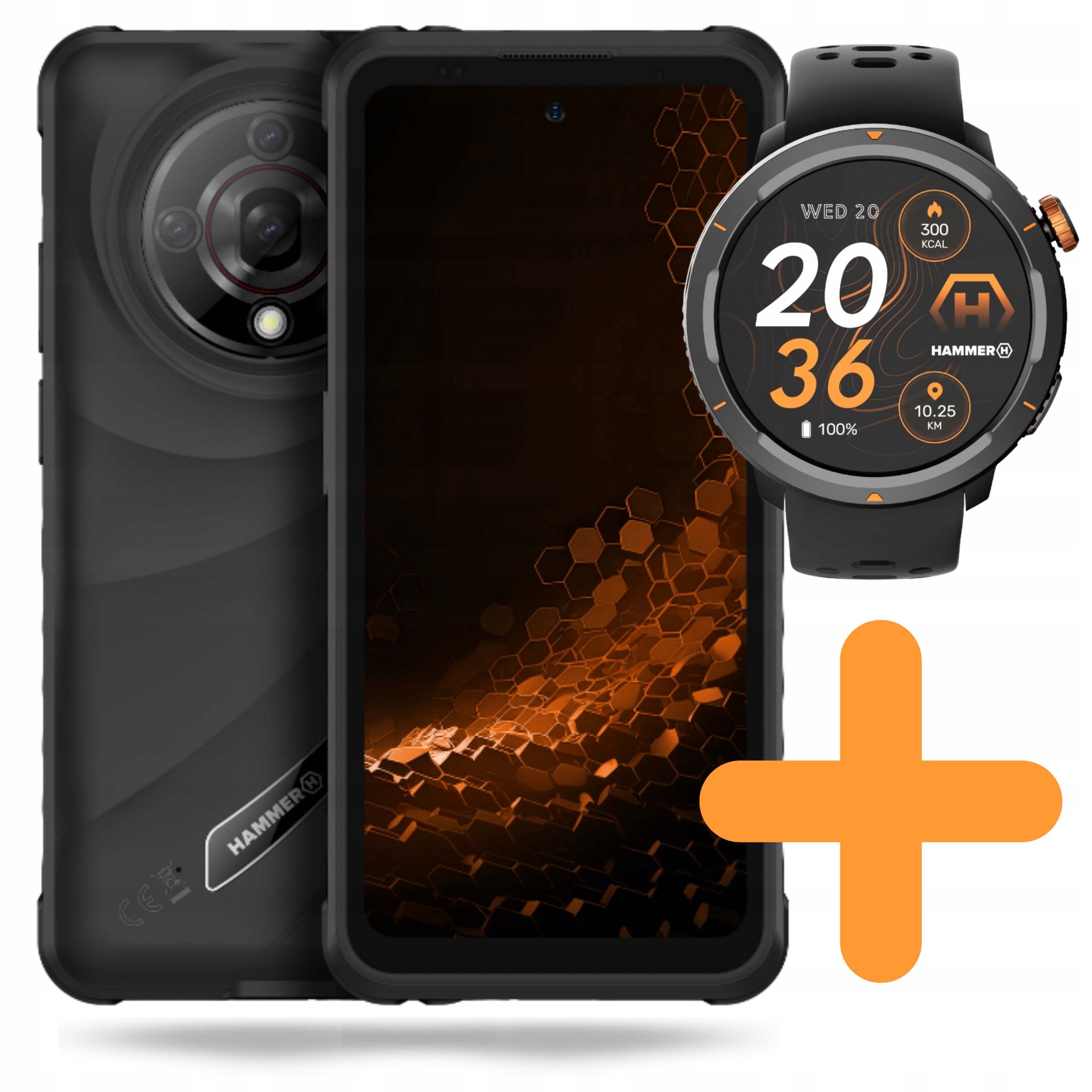 Smartfon Hammer Iron 6 5G 14/128GB Pancerny Wodoodporny Smartwatch Zestaw