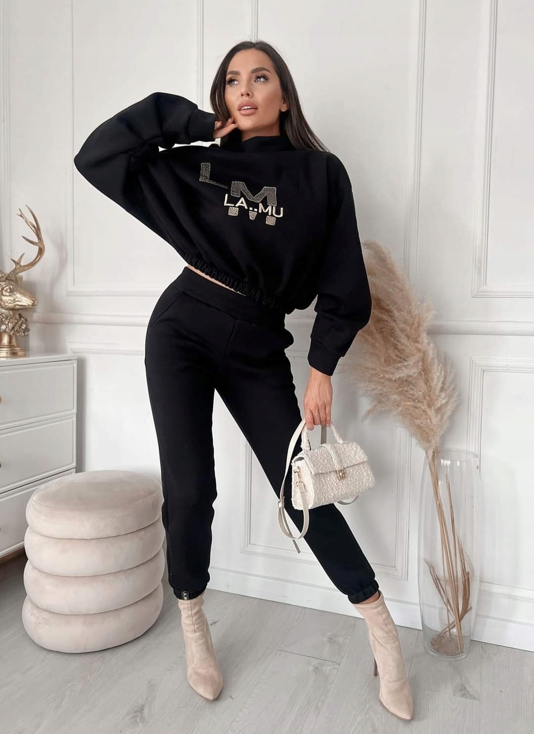 La..mu teplákovka Bold Fall Fusion silné teplé Zateplené kalhoty 7/8 černé vel. S