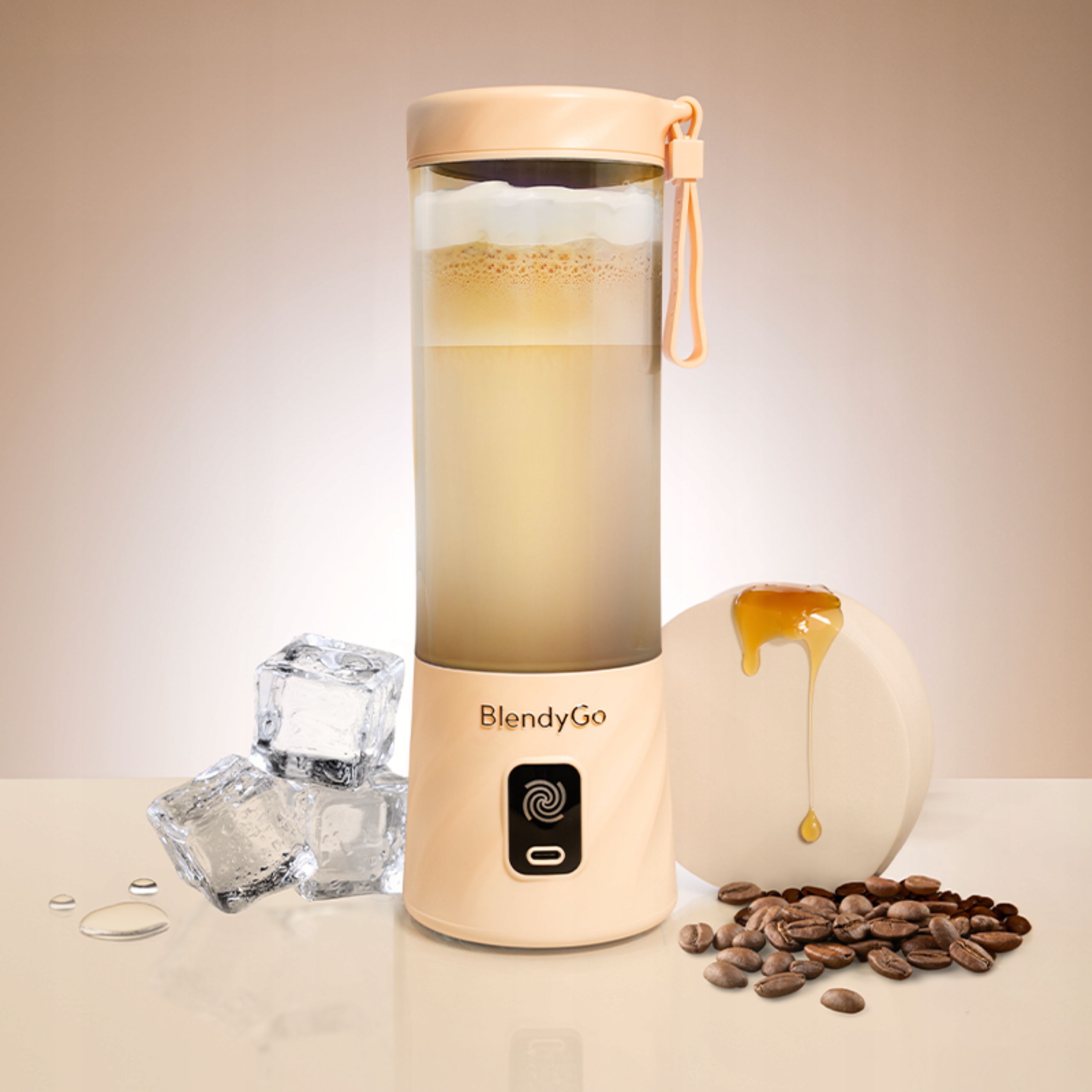 Oryginalny BlendyGO 3 Przenośny blender bezprzewodowy USB 550 ml beżowy Model Przenośny blender personalny do koktajli BlendyGo3