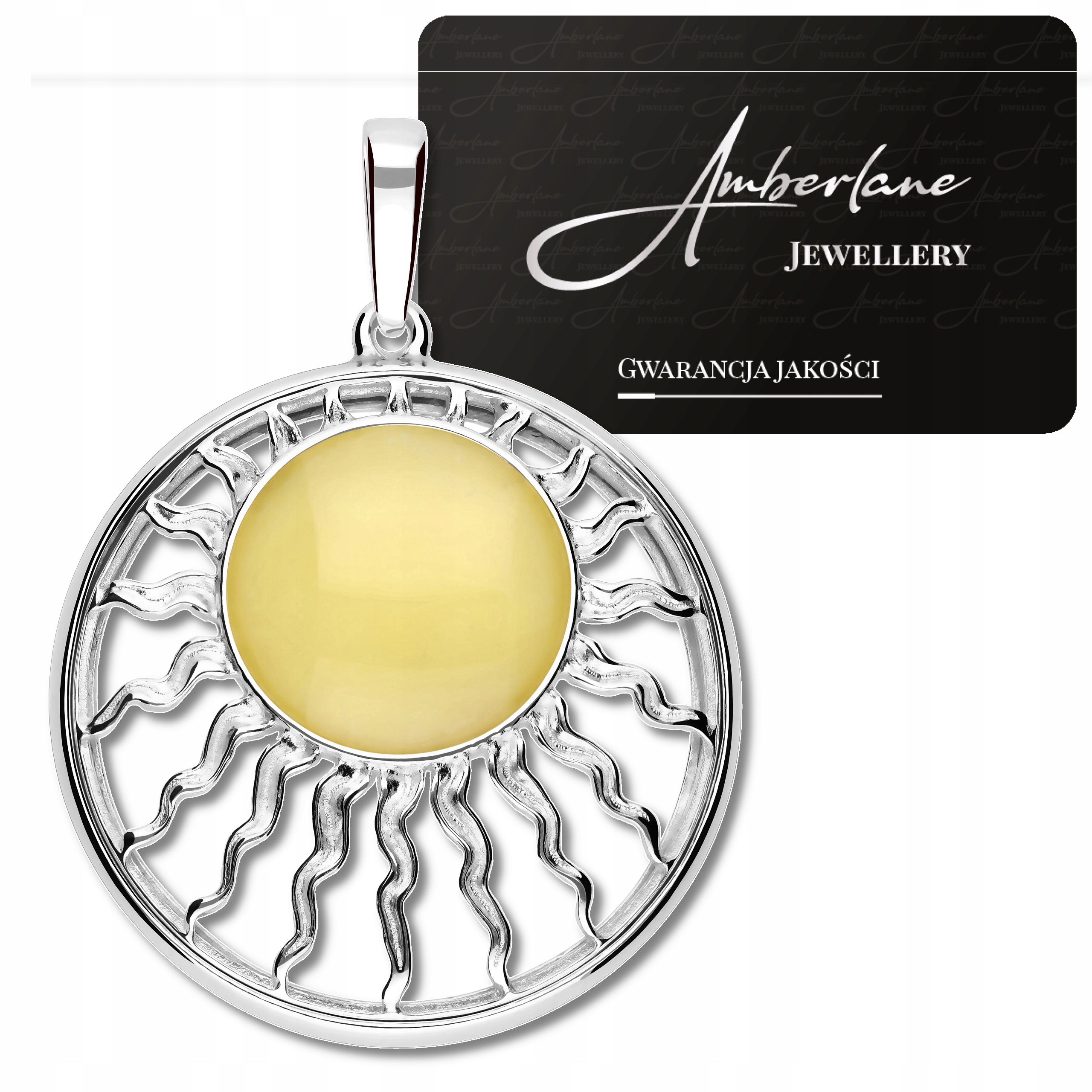 Přívěsek/Přívěsek Slunce s bílým baltským jantarem *stříbro 925*