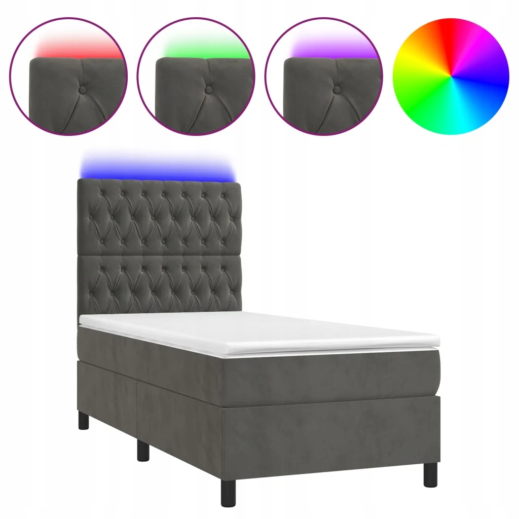 Kontinentální postel s matrací a Led, šedý axam