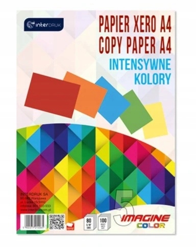 

Papier do ksero A4, kolorowy, 100 kartek