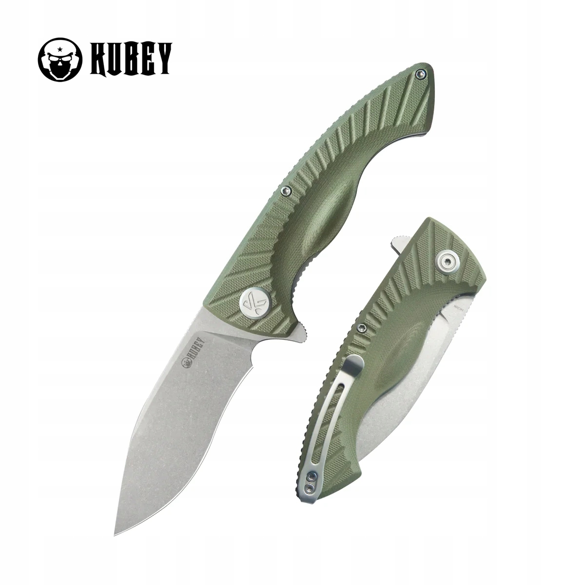 Zavírací Nůž Kubey Timberwolf Green G10, washed stonewashed 14C28N