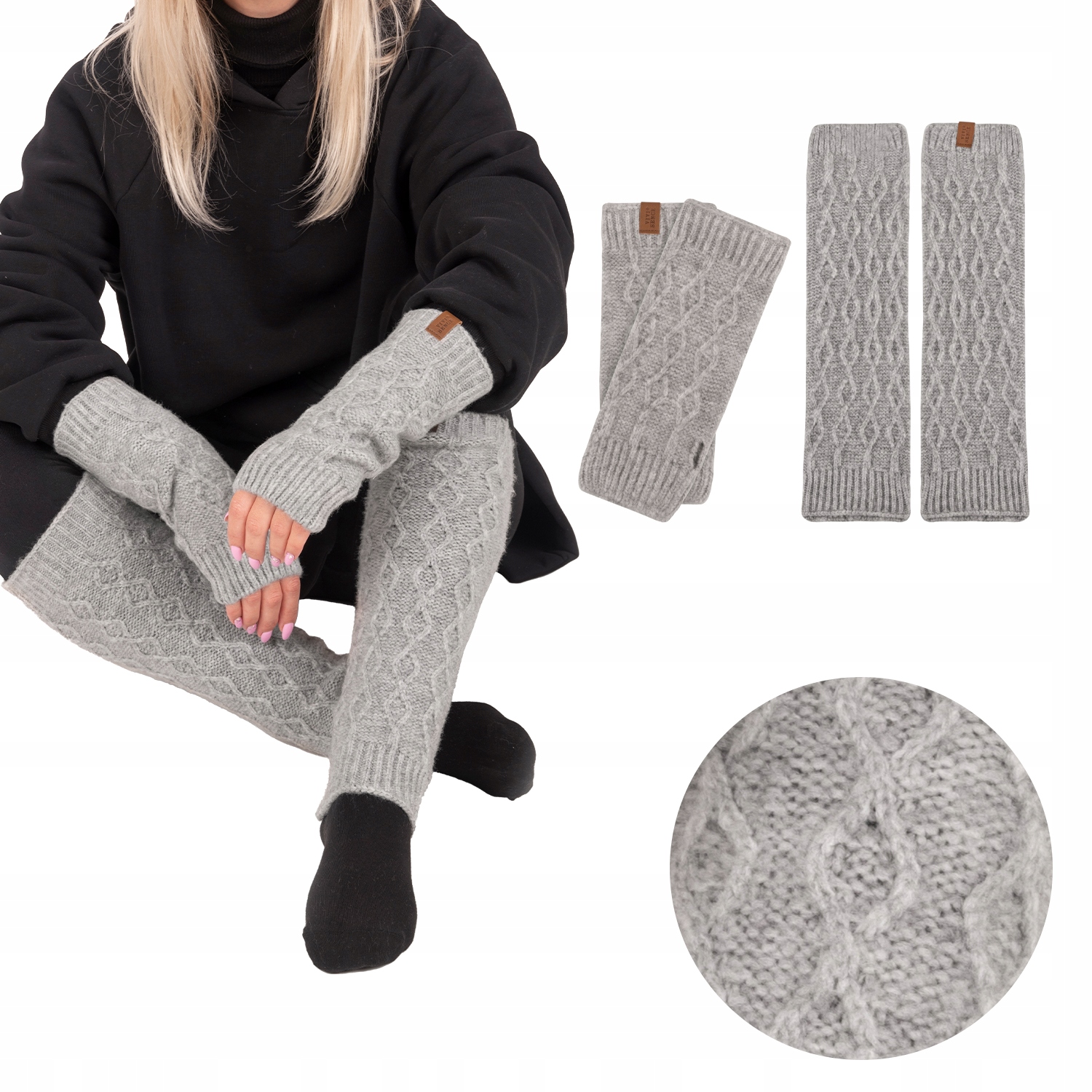 Vivisence 7300 kmpl šedé dámské zimní návleky na nohy a ruce Komplet