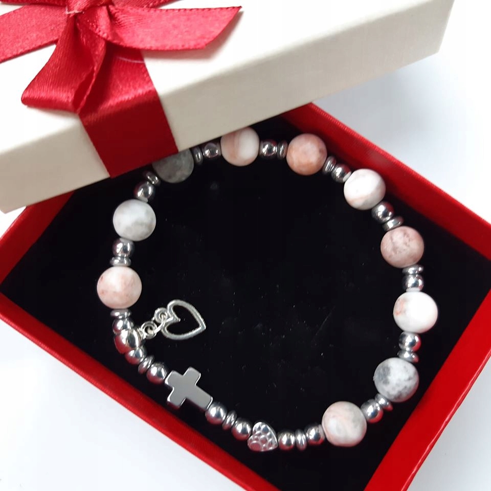 

Bransoletka Różaniec Rodonit pudełko