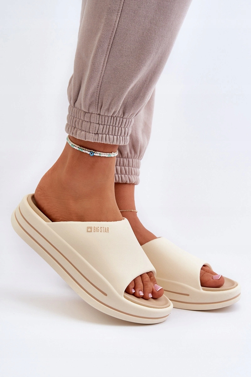 KLAPKI DAMSKIE NA PLATFORMIE BIG STAR NN274A034 BEŻOWE 36 Rozmiar 36