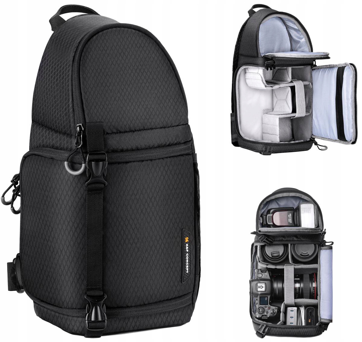 K&f Plecak Torba na Jedno Ramię na Aparat Kamerę Foto Szybki Dostęp Boczny