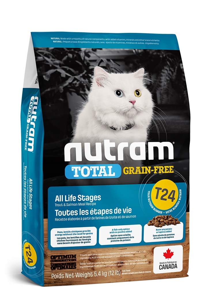 Levně Nutram Cat T24 Total Grain Free Losos Pstruh 5.4 kg Koťata a kočky Holistic